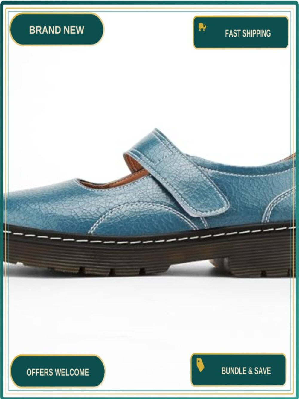 Women's Mary Jane Flats Genuine Leather Memory Foam Slip Resistant Casual Shoes - Picture 4 of 5
